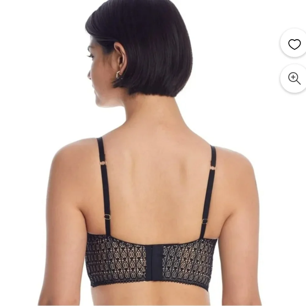 Nearly Nude ✨️ Black Midnight Modern Geo Longline Demi Bra Size 36C